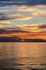 Dramatic and beautiful sunset seascape of Kushiro, Hokkaido, Japan