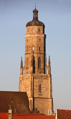 Fototapeta premium Gothic Bell Tower of St Georg church in the old town of Nördlingen, Bavaria in Germany