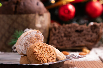 typical spanish polvorones and mantecados at christmas
