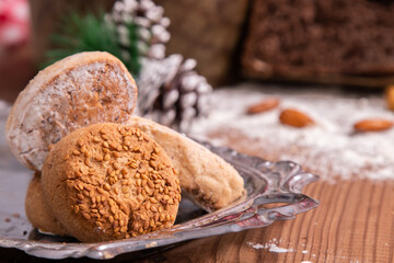 typical spanish polvorones and mantecados at christmas