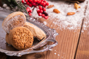 typical spanish polvorones and mantecados at christmas