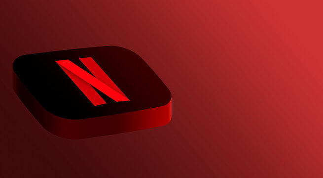 Netflix Logo Icon On Button 3d Rendering Background