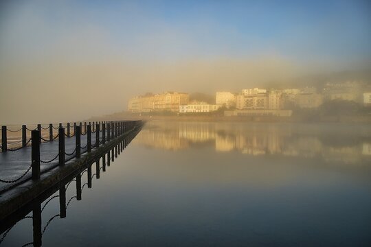 Mglisty poranek w Weston super Mare - Marina Lake