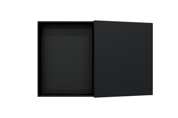 top view of opened black box isolated on white background with clipping path, 3d rendering