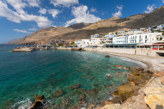 Hora Sfak&iacute;on, or Sfakia, a port village near the end of the Imbros Gorge on the south coast of Crete, Greece.