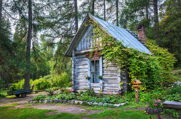 Wooden house in the Botanical Garden on the Solovetsky Islands