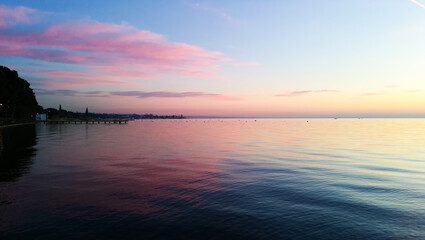 Sunset at Garda lake, Italy. Italian landscape