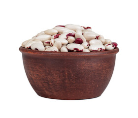 white beans in ceramic plate isolated on white