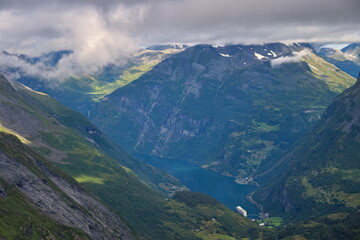 Fototapeta premium Dalsnibba view point over Geiranger Fjord
