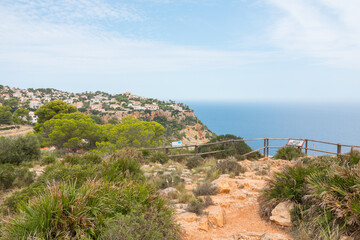 Viewing point (mirador) from Cape de la Nao (Cabo de la Nao), Alicante province, Valencian community, Spain. Beautiful high landscape and seascape. Close to Xavia.