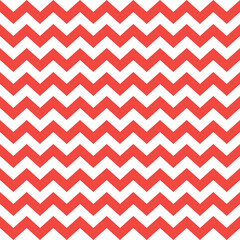 Zig zag Christmas and new year pattern. Regular chevron stripes of red and white color. Classic zigzag lines abstract geometry background. Seamless texture print. Vector illustration