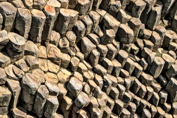 Formaciones rocosas. Detalle de los prismas basálticos en Huasca de Ocampo, Hidalgo, México.