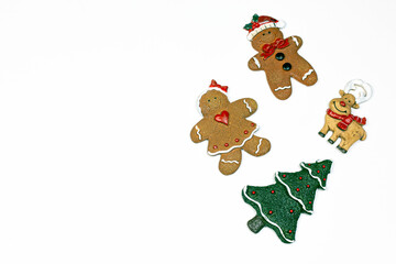 Christmas biscuits.  Honey and ginger cookies isolated on white background.