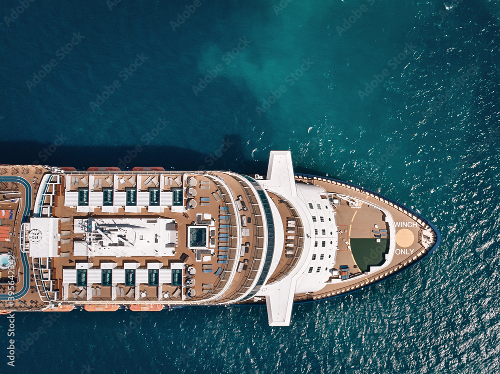 Wall mural large cruise ship sailing across the andaman sea - aerial image. beautiful sea landscape. close up p