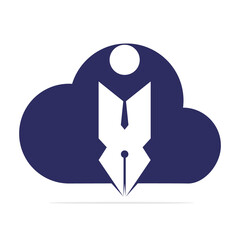 Creative cloud pen with human sign logo design template. Human character and Pen logo.
