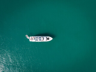 Luxury yacht in the sea. Top view.Phuket. Thailand.