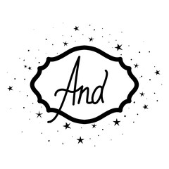 and catchword in a shape with stars