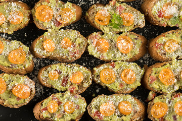 open faced fresh sandwices background