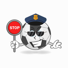 The Soccer Ball mascot character becomes a policeman. vector illustration