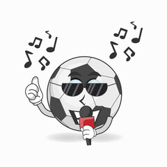 The Soccer Ball mascot character is singing. vector illustration