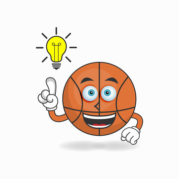The Basketball mascot character with an expression gets an idea. vector illustration
