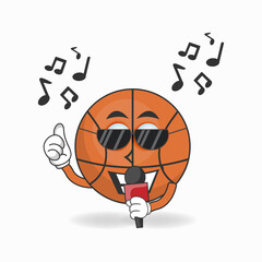 Fototapeta na wymiar The Basketball mascot character is singing. vector illustration