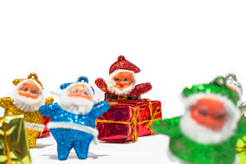 Santa Claus with gifts on white background