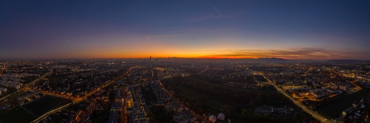Panorama photo of vienna taken by a drone.