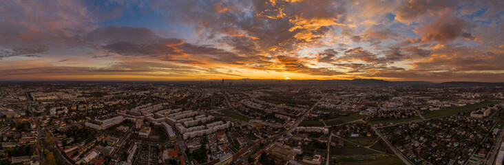Panorama photo of vienna taken by a drone.