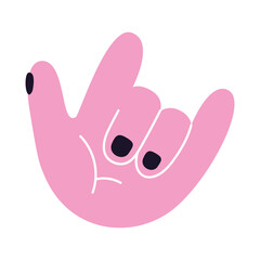 sticker of one hand of pink color