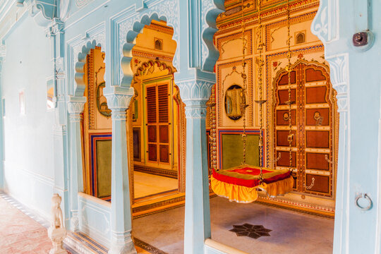 UDAIPUR, INDIA - FEBRUARY 12, 2017: Interior of the City palace in Udaipur, Rajasthan state, India