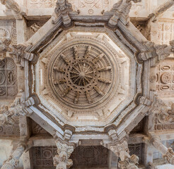 Marble cupola of Jain temple at Ranakpur, Rajasthan state, India