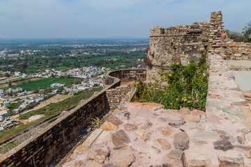 Walls of Chittor Fort in Chittorgarh, Rajasthan state, India