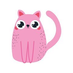sticker of a cat of pink color