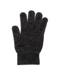 Grey woolen glove on white background, top view. Winter clothes