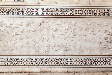 Detail of a wall of Taj Mahal in Agra, India