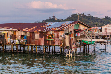 Tanjung Aru water village near Kota Kinabalu, Sabah, Malaysia