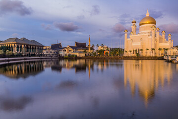 Fototapeta na wymiar Department of Mosque Affairs, Department of Syariah (Religious) Affairs and Omar Ali Saifuddien Mosque in Bandar Seri Begawan, capital of Brunei