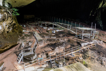 Archeological excavations in the Great Cave in Niah National Park, Malaysia