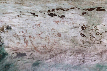 Ancient paintings in the Painted Cave in Niah National Park, Malaysia