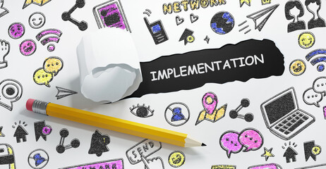 IMPLEMENTATION, web technology concept.  Business, Technology, Internet and network concept.