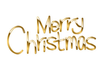 Obraz premium merry christmas in gold lettering over white background