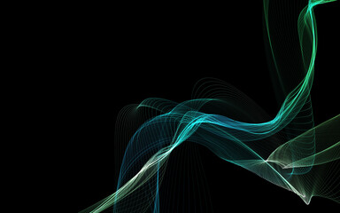 Dark abstract background with a glowing abstract waves