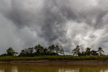 Dark clouds above Kinabatangan river, Sabah, Malaysia