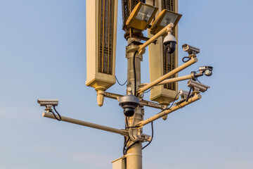 Fototapeta na wymiar Surveillance cameras at Tiananmen square in Beijing, China