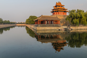 Corner tower of the Forbidden City in Beijing, China