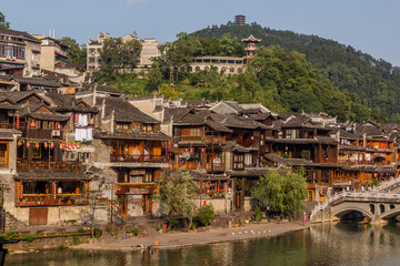 Fototapeta na wymiar Riverside houses in Fenghuang Ancient Town, Hunan province, China