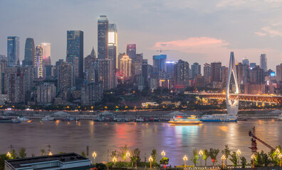 Naklejka premium Skyline of Chongqing with Yangtze river, China