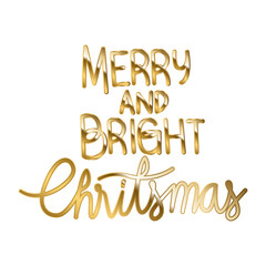 merry and bright christmas in gold lettering