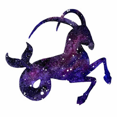  watercolor art of signs of the zodiac. Capricorn